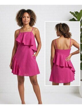 Lulus XS Pink Ruffle Spaghetti Strap Dress